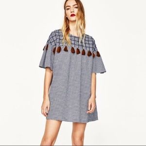 Blue Gingham Dress - Small - Zara